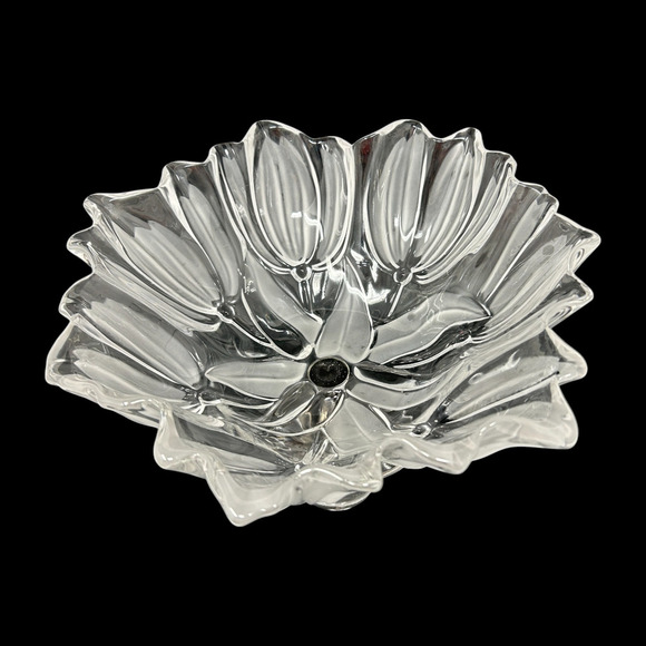 Mikasa Tulips Satin Footed Pedestal Bowl 12" Tulip Shaped Clear Frosted Germany - Picture 3 of 11